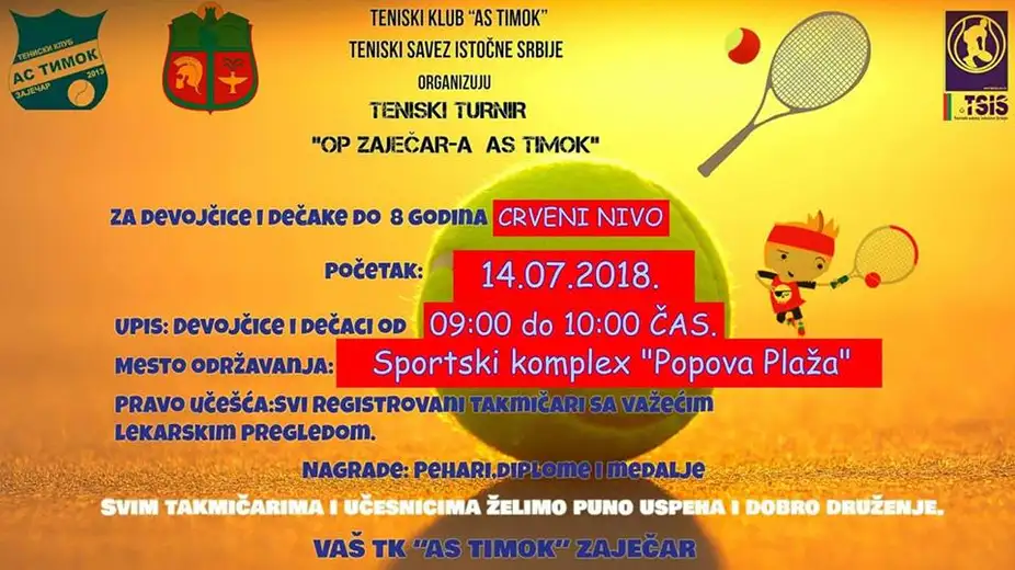 U subotu se održava teniski turnir "Otvoreno prvensvo Zaječara -AS Timok"