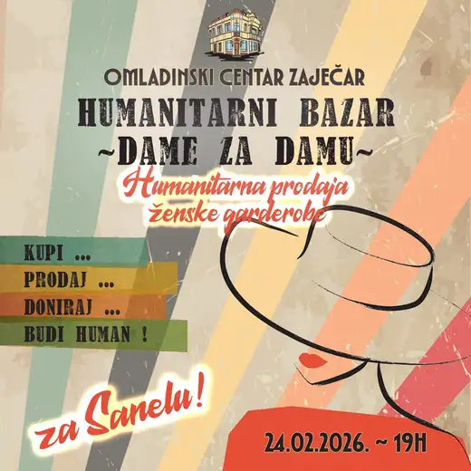 Humanitarni bazar „Dame za damu” u Omladinskom Centru  u Zaječaru!