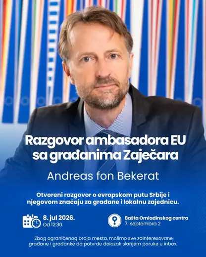 Razgovor sa ambasadorom Evropske unije u Srbiji, Andreasom fon Bekeratom u Omladinskom centru