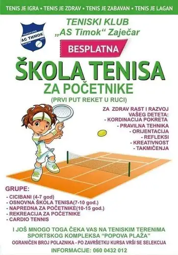 Besplatna skola tenisa na Popovoj plaži, najboljem polazniku na poklon reket