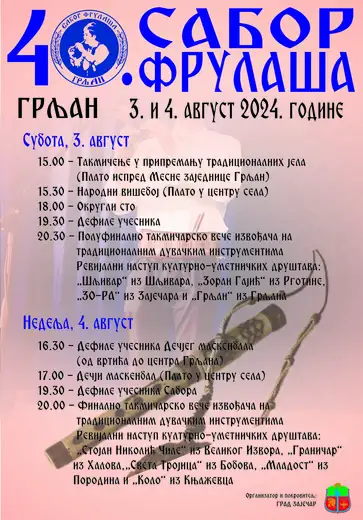 Jubilarni 40. Sabor frulaša počinje sutra u Grljanu!