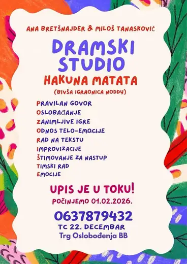 Upis novih polaznika Dramskog studija „Hakuna Matata“