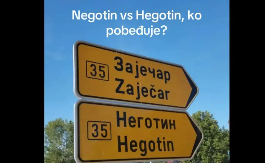 Kad skrenete desno ka Negotinu, pravopis prestaje: Putokaz “u specijalnoj zoni ćirilice” je apsolutni hit na mrežama - Negotin ili Hegotin