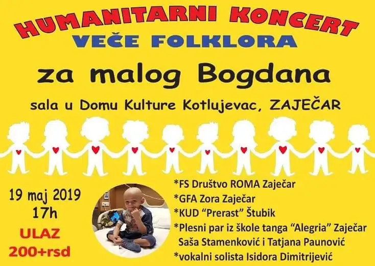 Humanitarni koncert za Bogdana Gicovića u nedelju 19.maja