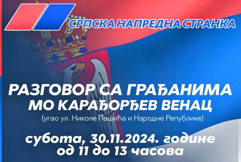 U subotu Boško Ničić i Milan Stanković razgovaraju sa građanima Mesnog odbora SNS Karađorđev venac