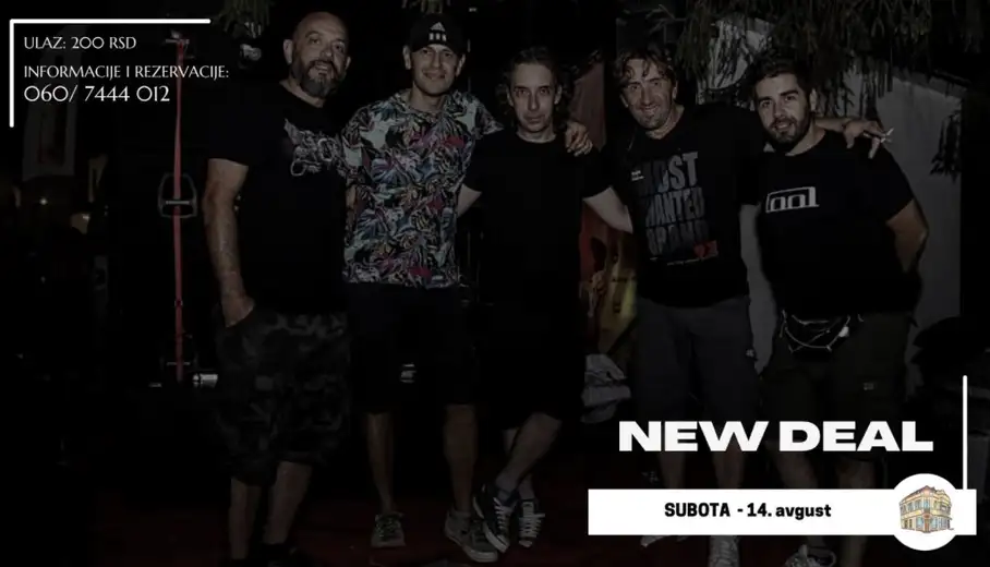 U subotu (večeras) 14. avgusta u letnjoj bašti Omladinskog centra nastupa New Deal iz Bora