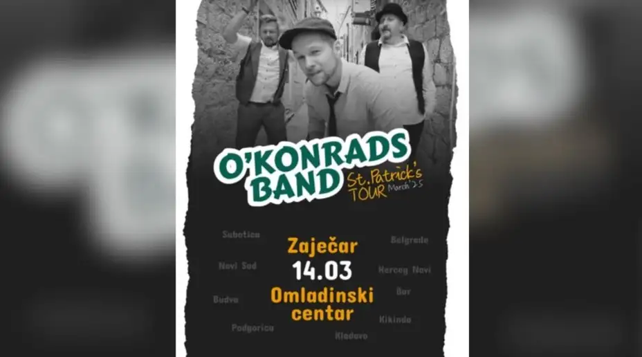 Omladinski centar: O’KONRADS BAND prvi put u Zaječaru!
