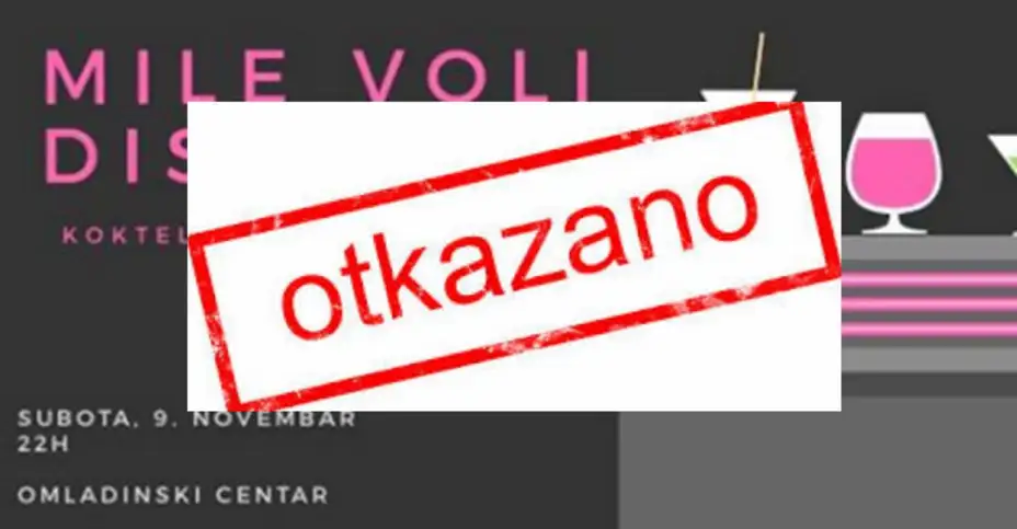 Otkazan večerašnji događaj u Omladinskom centru