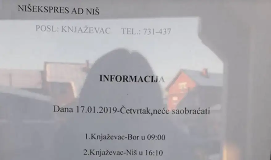 ZBOG ODLASKA ZA BEOGRAD otkazane pojedine redovne autobuske linije iz Knjaževca