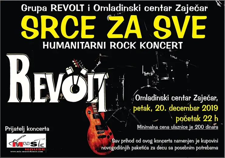 Humanitarni rock koncert "Srce za sve" u Omladinskom centru