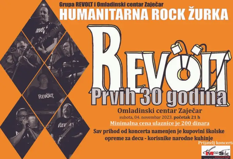 Grupa "REVOLT" obeležava 30 godina rada žurkom u Omladinskom centru