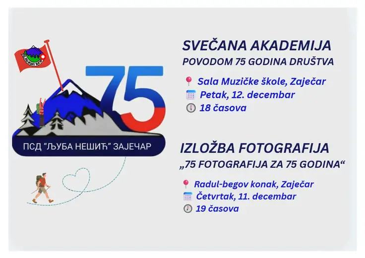 Planinarsko društvo ,,Ljuba Nešić'' obeležava 75 godina postojanja!