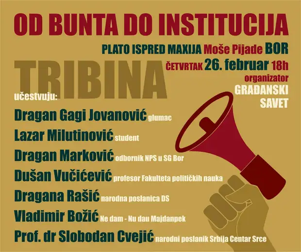 "Od bunta do institucija": Tribina u Boru