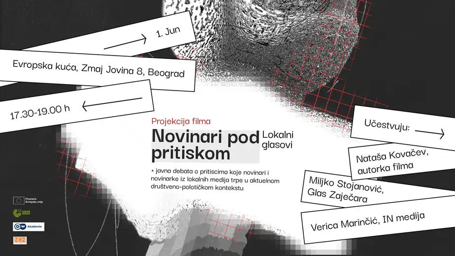 Projekcija dokumentarnog filma „Novinari pod pritiskom – lokalni glasovi“ 1. juna u Evropskoj kući Beograd