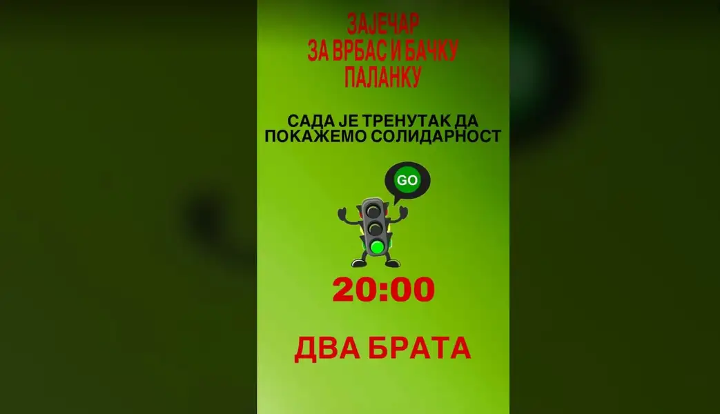 "Sada je trenutak da pokažemo solidarnost. Za Vrbas i Bačku Palanku": Večeras u 20 sati, skup u Zaječaru kod Dva Brata