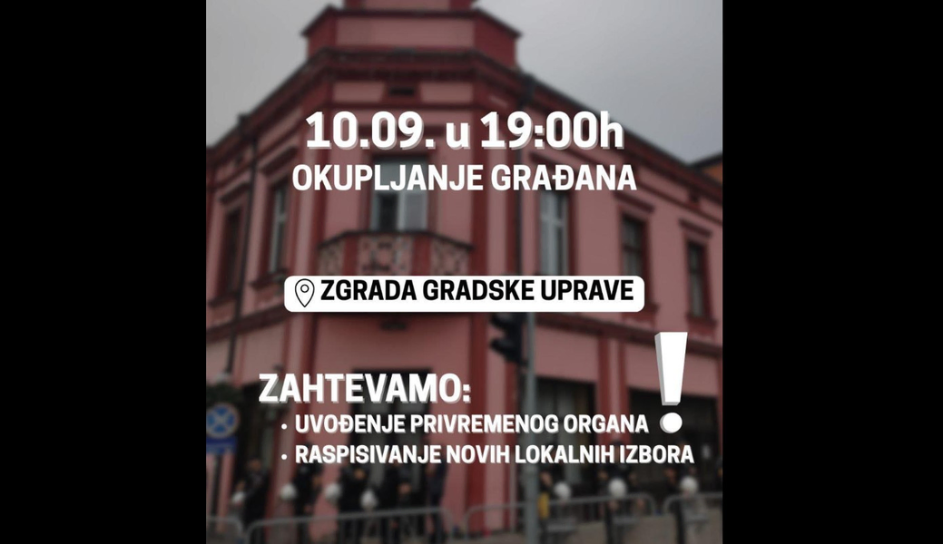 U sredu 10. septembra protest ispred GU Zaječar u 19 sati: Zahteva se uvođenje Privremenog organa i raspisivanje novih izbora