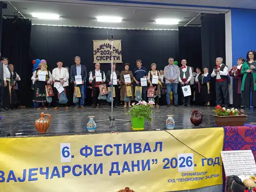 Održan šesti Međunarodni festival kulturno- umetničkih društava penzionera „Zaječarski susreti 2026.“