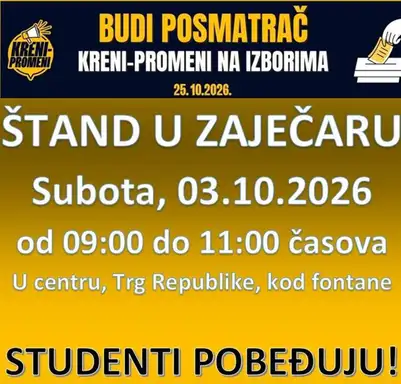 Kreni - Promenu poziva Zaječarce da se prijave za posmatrače