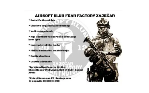 Airsoft klub "Fear Factory" predstaviće se sutra na gradskom trgu!