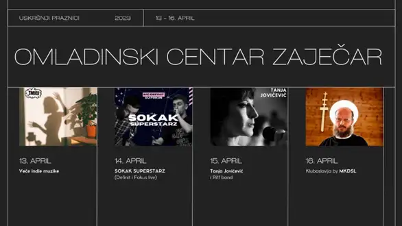 Rokenrol, hip hop i klupska muzika : Bogat praznični program u Omladinskom centru