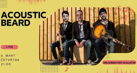 Omladinski centar: Večeras nastupa ACOUSTIC BEARD