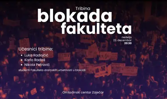 Tribina u Omladinskom centru o studentskim blokadama i protestima u Srbiji