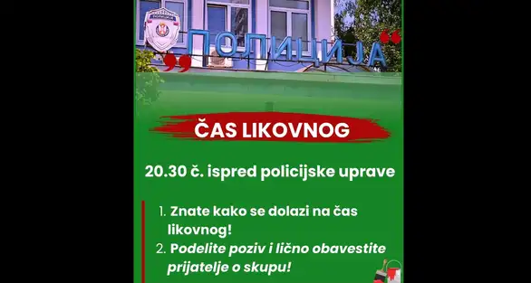 Zaječarci u blokadi pozivaju na čas likovnog ispred PU Zaječar večeras u 20:30 sati