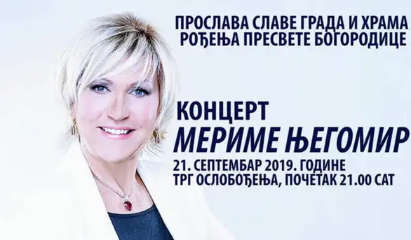 Koncert Merime Njegomir u subotu 21. septembra