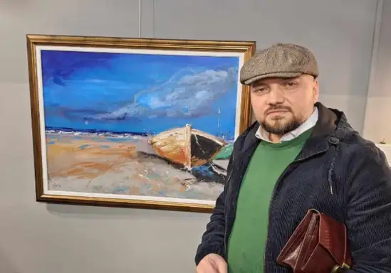 Zaječarski slikar Ninoslav Jovanović predstavio sliku pod nazivom "Istočna obala" na izložbi u okviru  33.Večeri otvorenog srca u Knjaževcu.