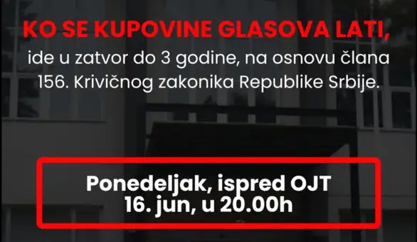 Ponedeljak 16. jun 20 sati ispred OJT-a u Zaječaru protest: Zašto niko nije saslušan?
