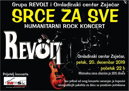 Humanitarni rock koncert "Srce za sve" u Omladinskom centru
