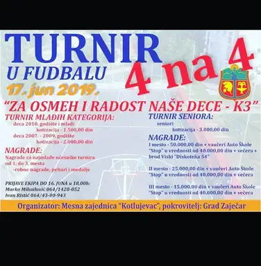 Turniru u fudbalu: "Za osmeh i radost naše dece - K3"