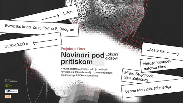 Projekcija dokumentarnog filma „Novinari pod pritiskom – lokalni glasovi“ 1. juna u Evropskoj kući Beograd