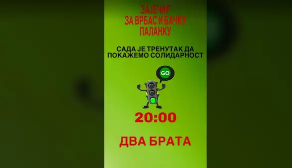 "Sada je trenutak da pokažemo solidarnost. Za Vrbas i Bačku Palanku": Večeras u 20 sati, skup u Zaječaru kod Dva Brata